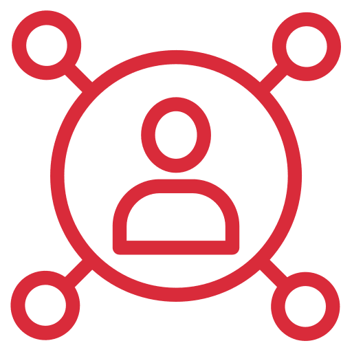 Person icon with connected network nodes.